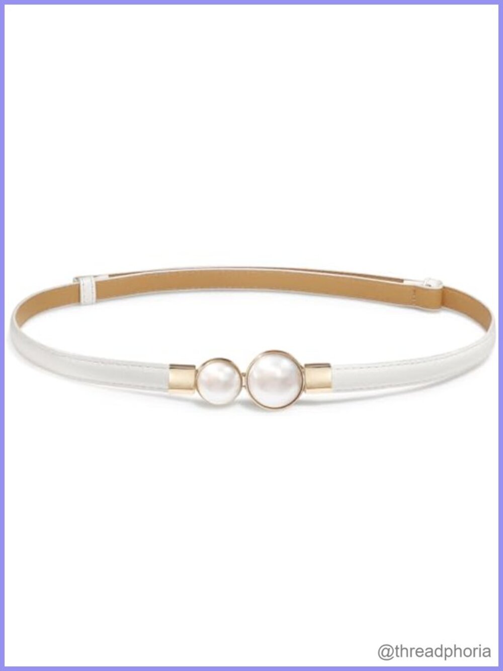 Skinny PU Leather Belt Thin Pearl Buckle for Dresses Women